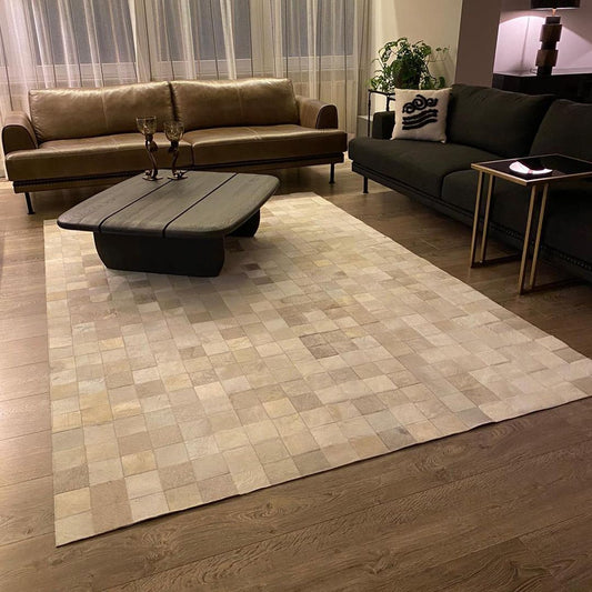 Adora Handcrafted Flatweave Natural Leather Rug