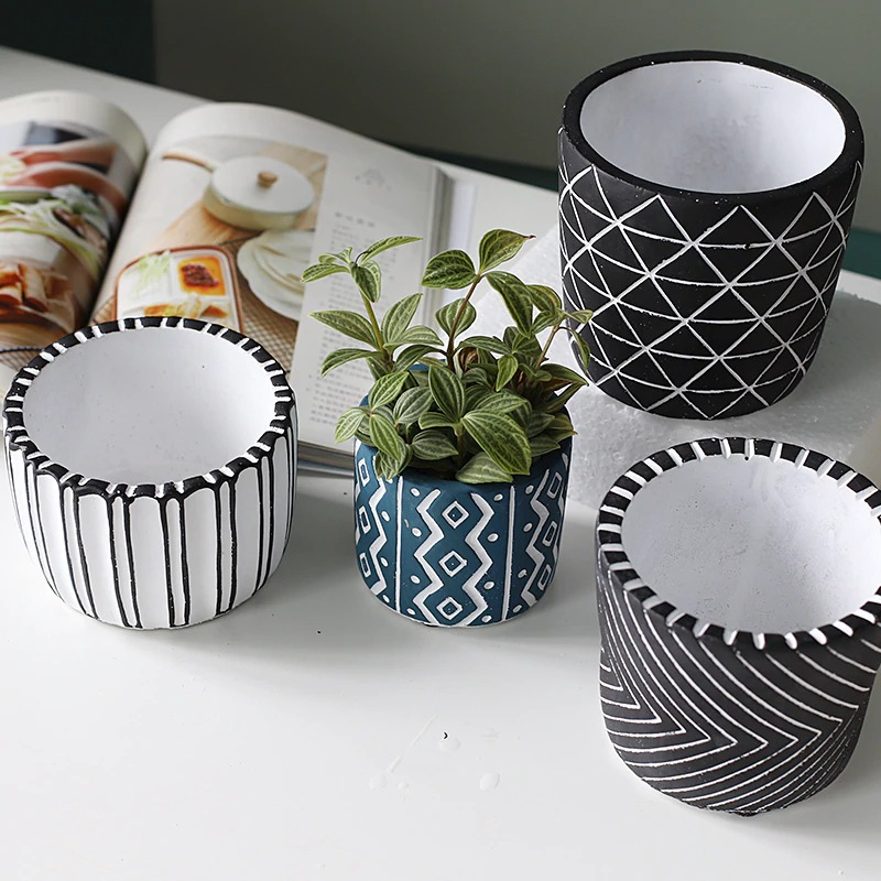 HomeQuill‚Ñ¢ Retro Geometric Flower Pots - Nordic Side - 