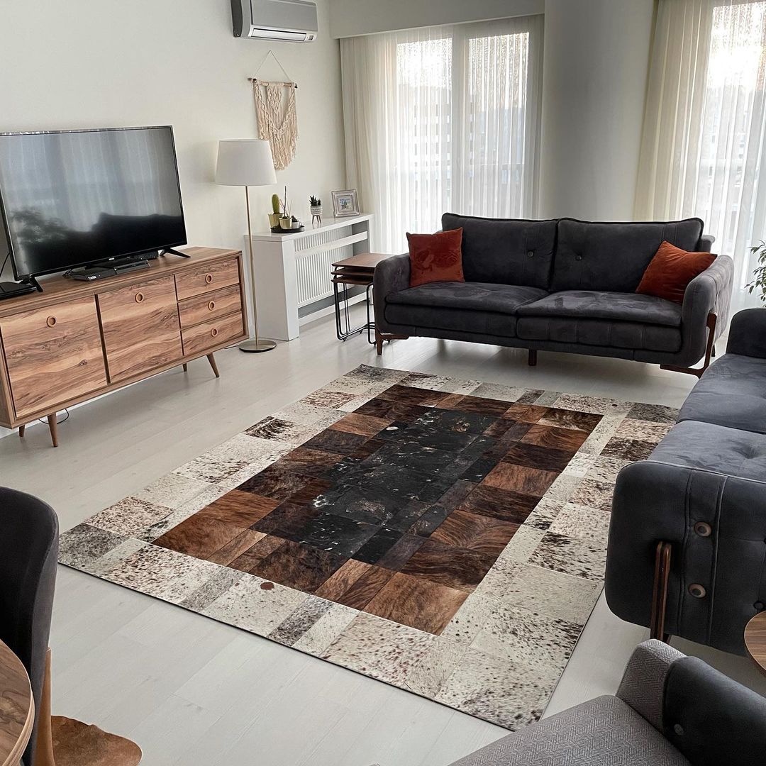 Teora Handcrafted Flatweave Natural Leather Rug