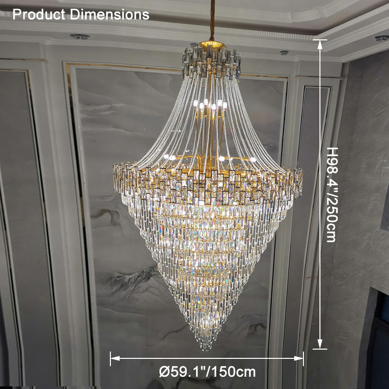 WOMO Gold Tiered Crystal Chandelier-WM2380