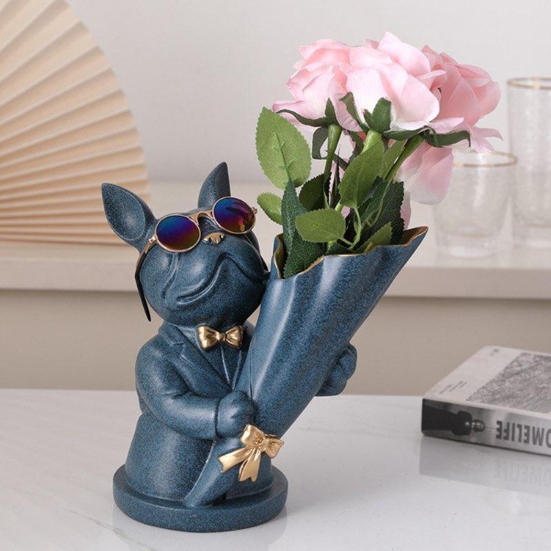 French Frenchie Flower Vase Decor
