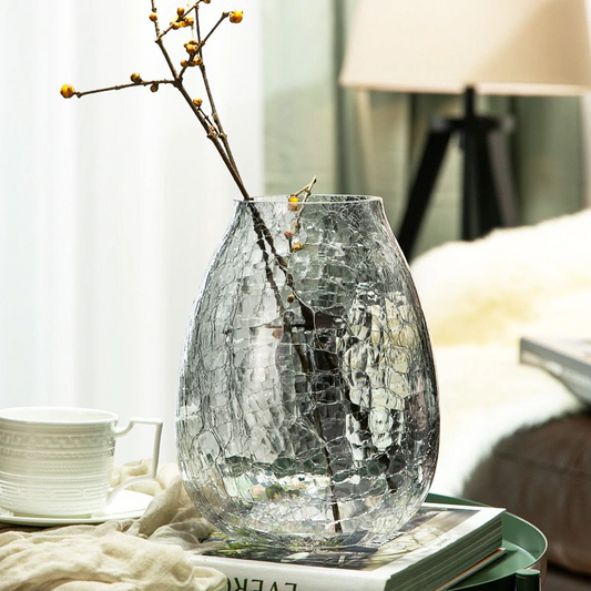 HomeQuill‚Ñ¢ Luxury Glazed Ice Flower Glass Vase - Nordic Side - 
