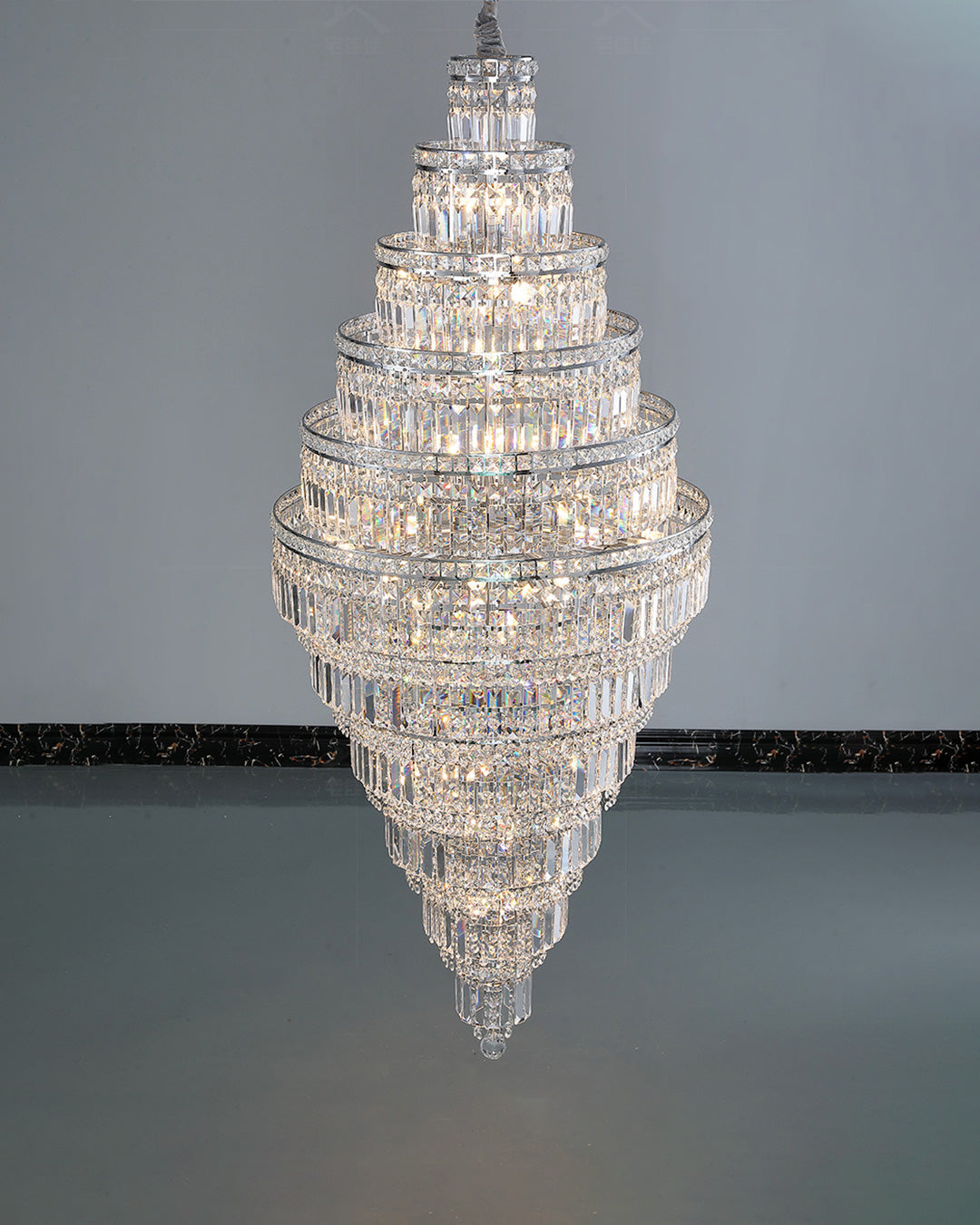 WOMO Tiered Crystal Foyer Chandelier-WM2389