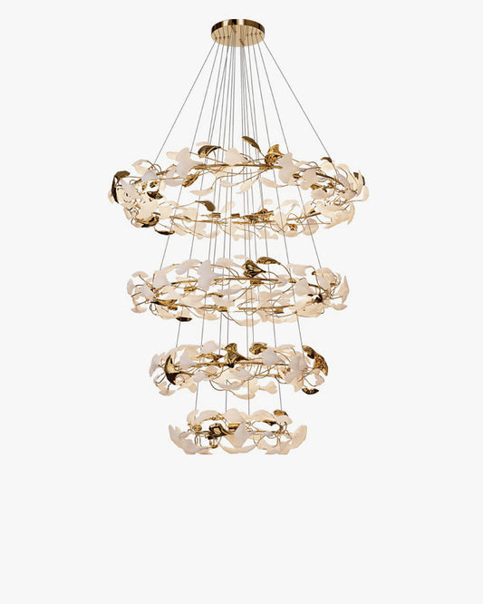 WOMO Circular Tiered Gingko Chandelier-WM2427