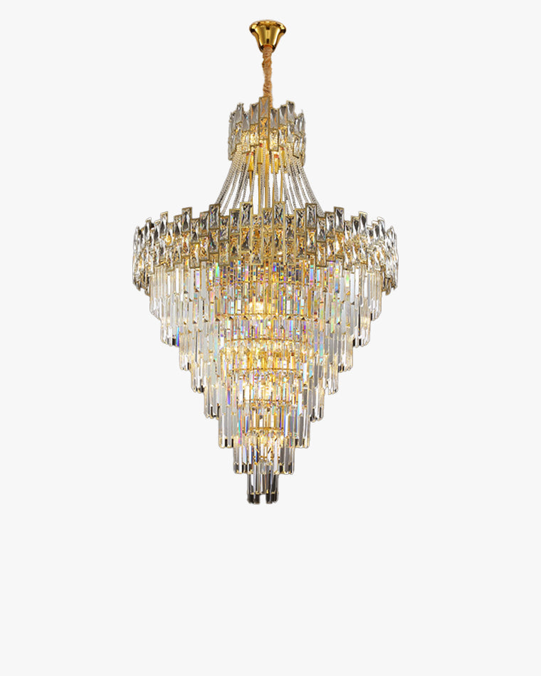 WOMO Gold Tiered Crystal Chandelier-WM2380