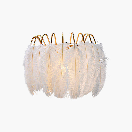 Wall Sconce Unique Ostrich Feather Wire Frame, White