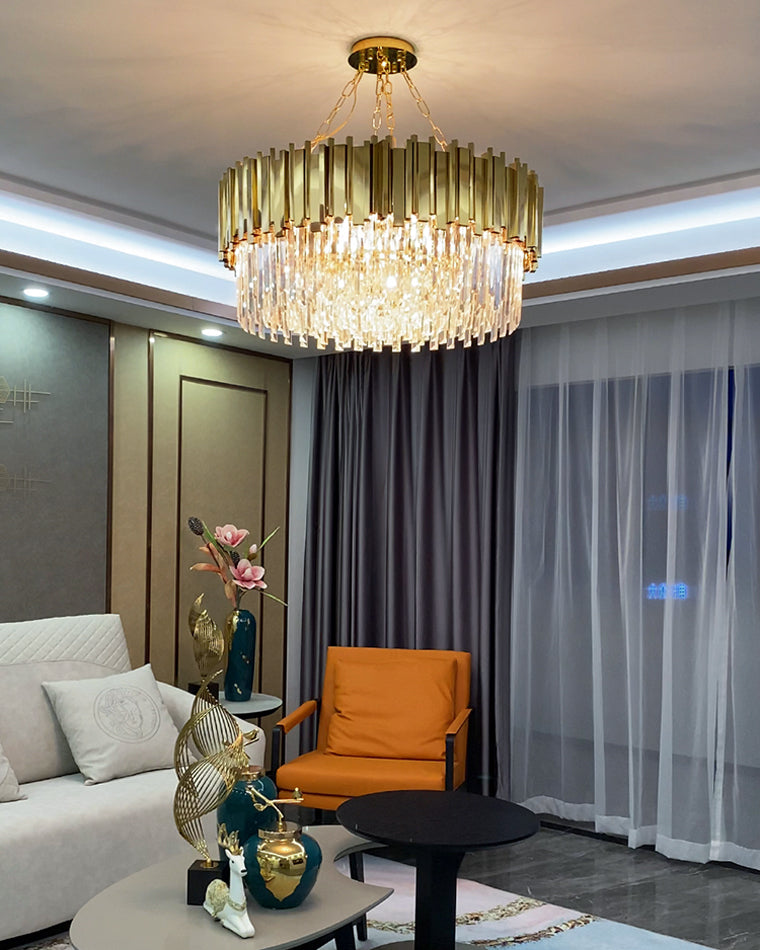 WOMO 2 Tier Gold Crystal Chandelier-WM2185b