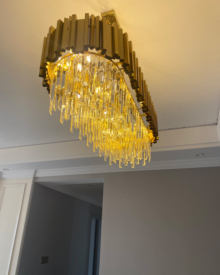 WOMO  Linear Gold Crystal Chandelier-WM2185c