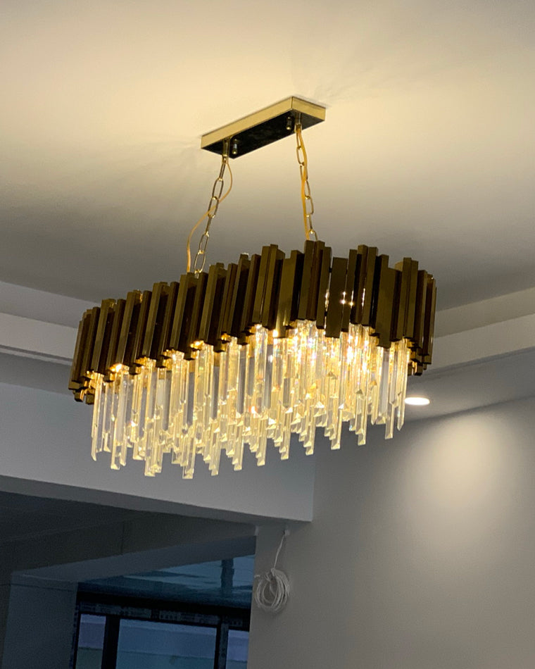 WOMO 2 Tier Gold Crystal Chandelier-WM2185b