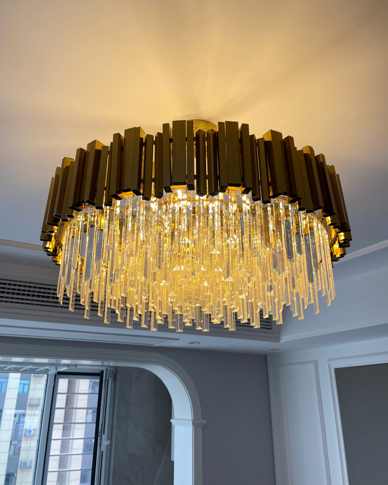WOMO 2 Tier Gold Crystal Chandelier-WM2185b