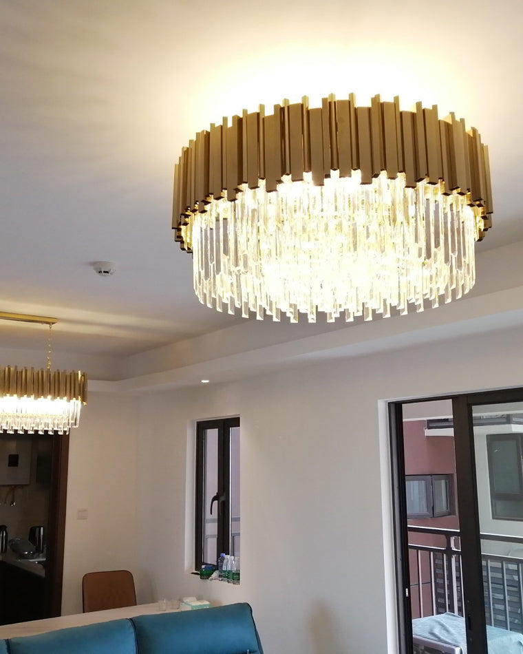 WOMO  Linear Gold Crystal Chandelier-WM2185c