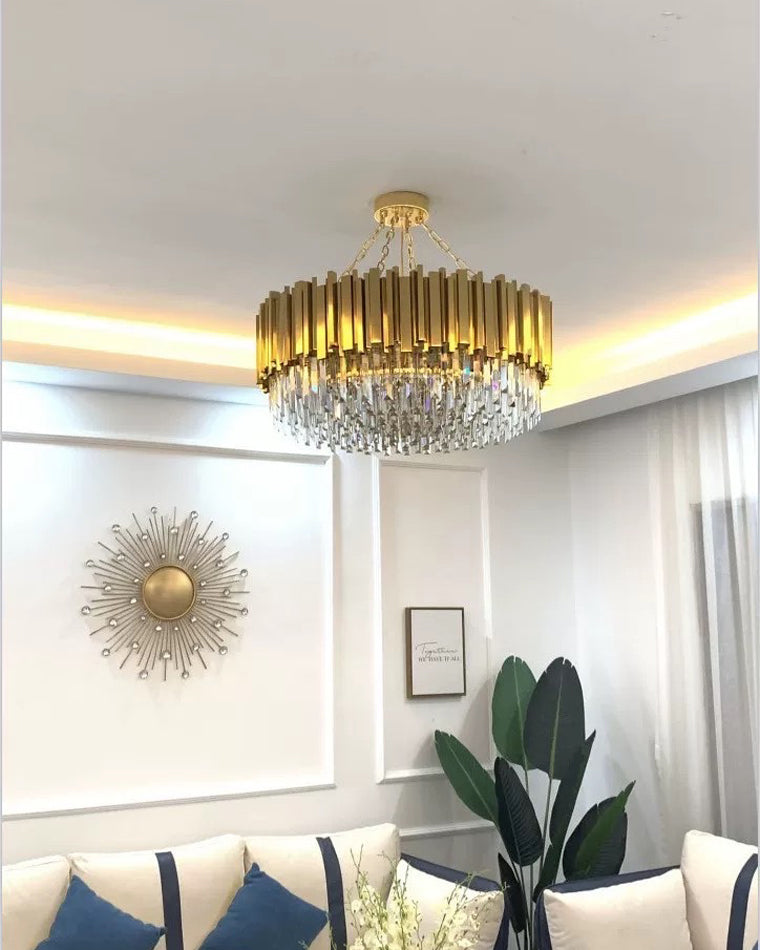 WOMO 2 Tier Gold Crystal Chandelier-WM2185b