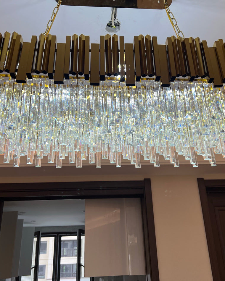 WOMO  Linear Gold Crystal Chandelier-WM2185c