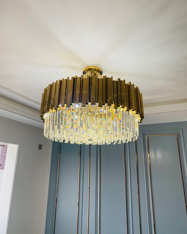 WOMO  Linear Gold Crystal Chandelier-WM2185c