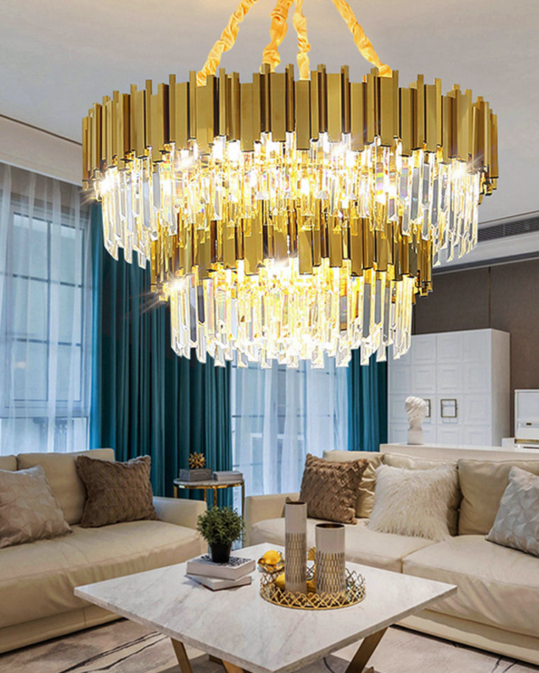 WOMO  Linear Gold Crystal Chandelier-WM2185c