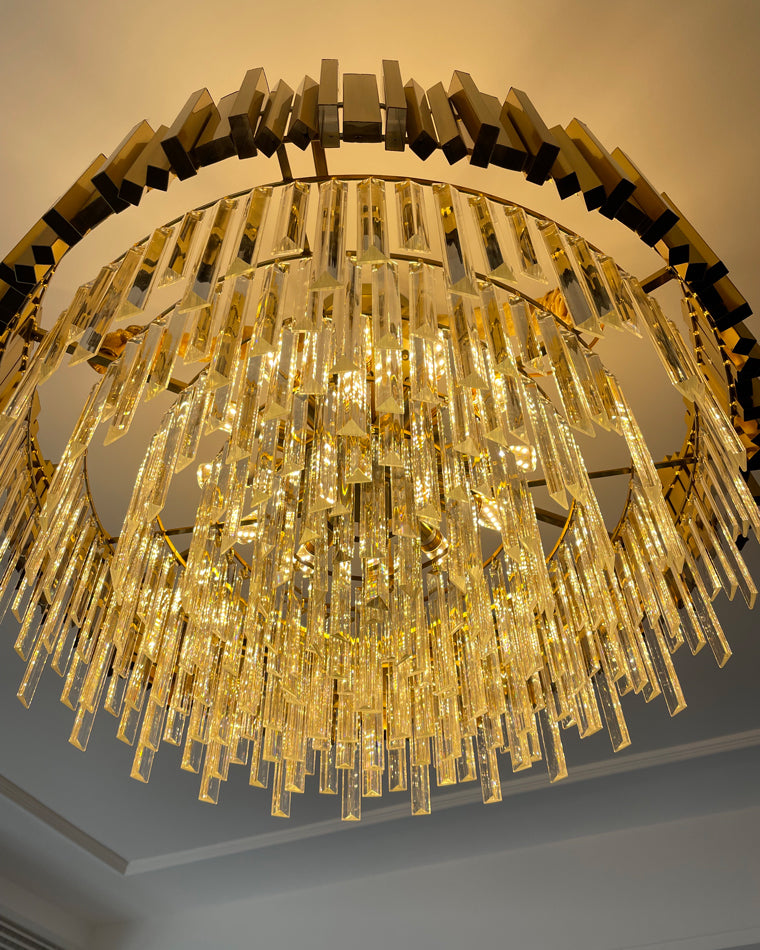WOMO  Linear Gold Crystal Chandelier-WM2185c