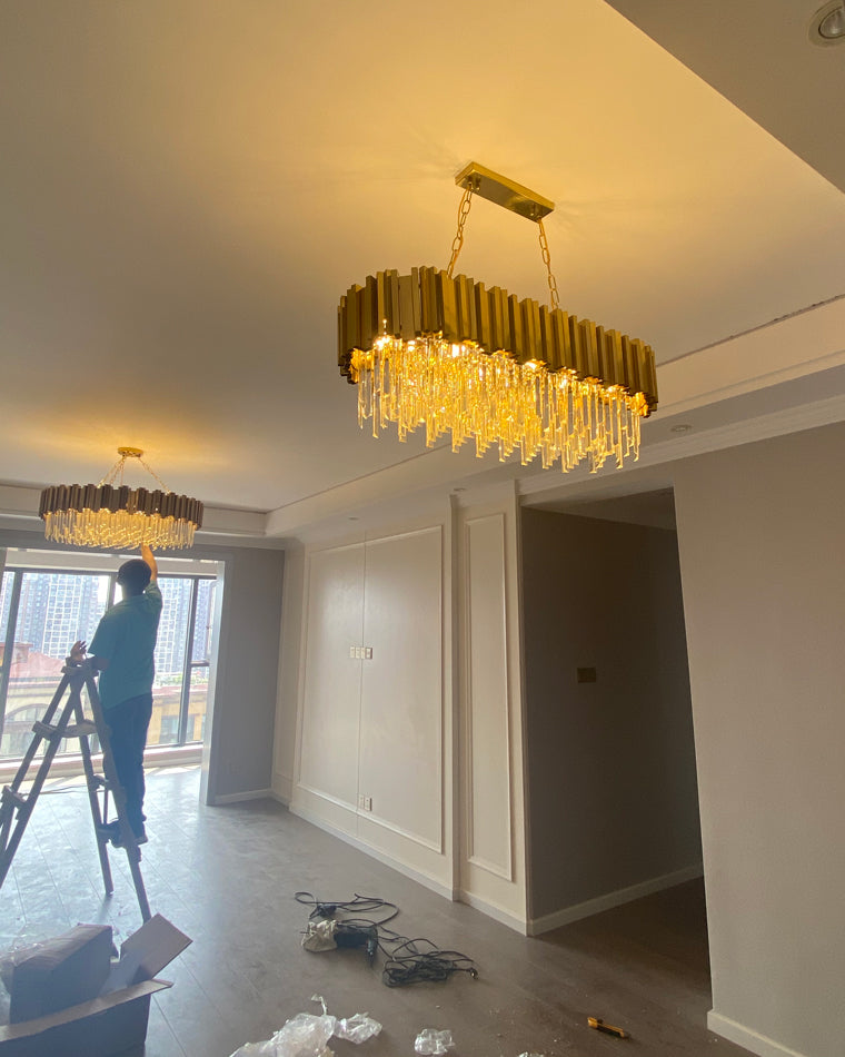 WOMO  Linear Gold Crystal Chandelier-WM2185c