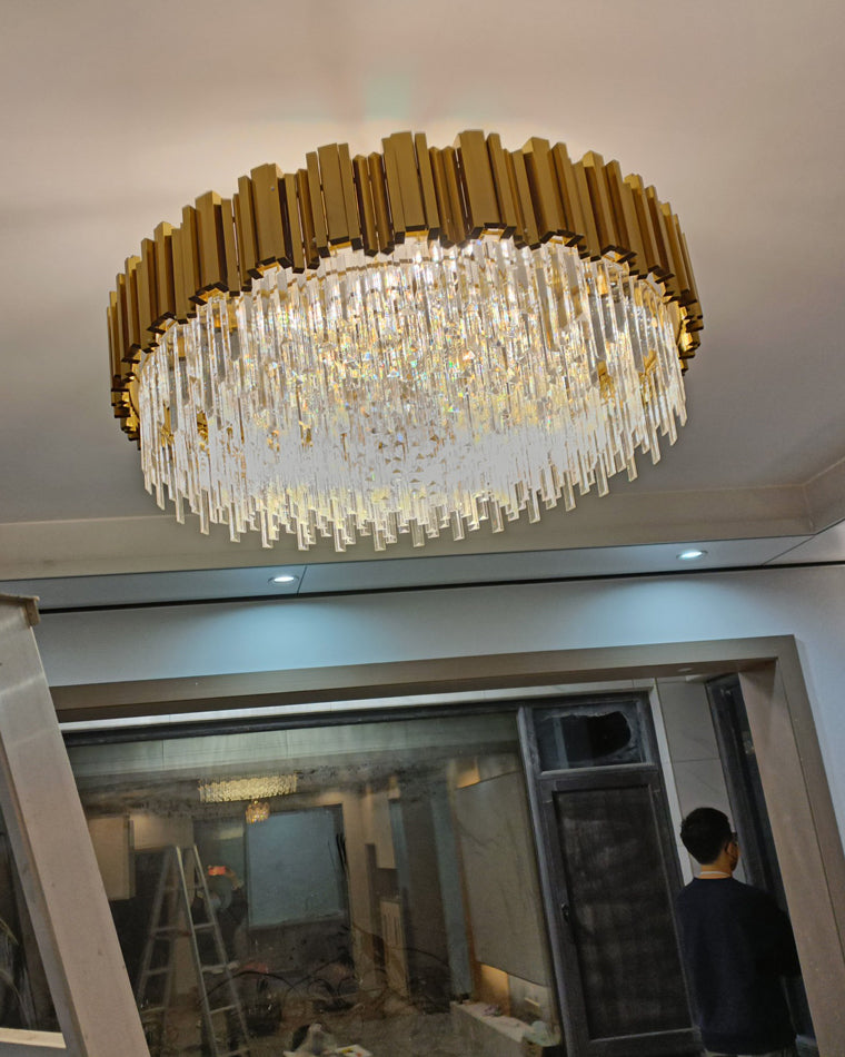 WOMO  Linear Gold Crystal Chandelier-WM2185c