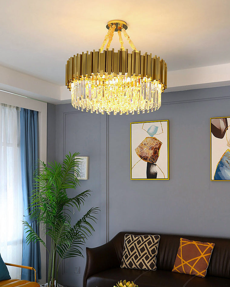 WOMO 2 Tier Gold Crystal Chandelier-WM2185b