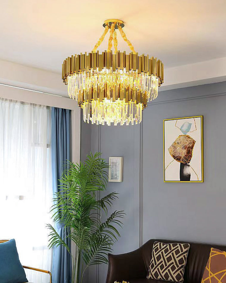 WOMO  Linear Gold Crystal Chandelier-WM2185c
