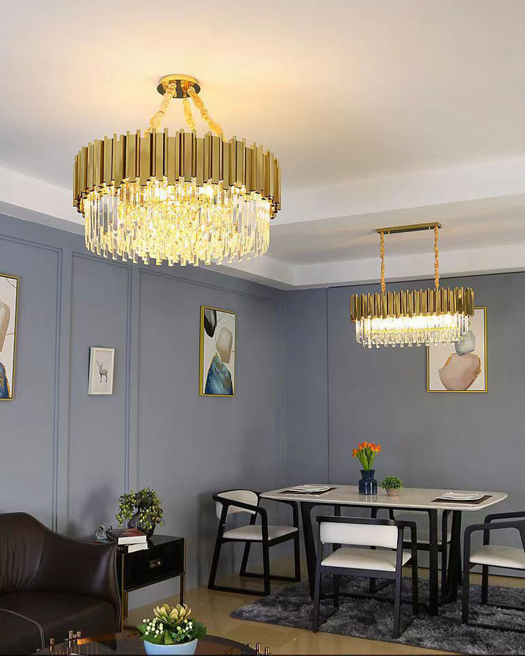 WOMO  Linear Gold Crystal Chandelier-WM2185c