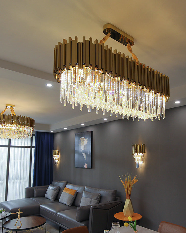 WOMO  Linear Gold Crystal Chandelier-WM2185c