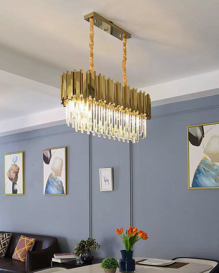 WOMO  Linear Gold Crystal Chandelier-WM2185c