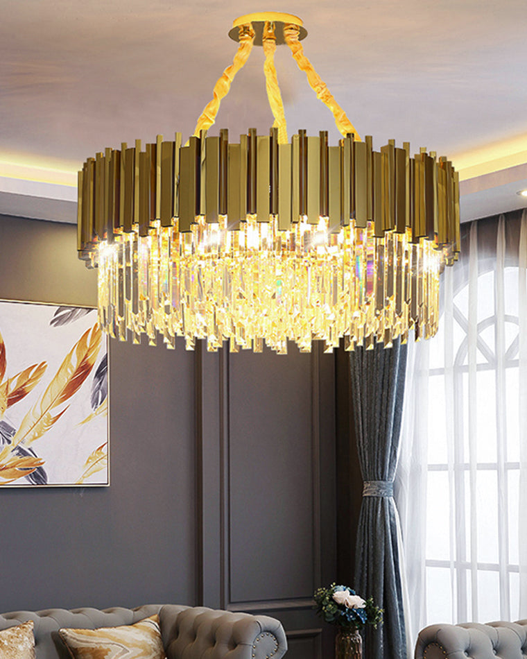 WOMO 2 Tier Gold Crystal Chandelier-WM2185b
