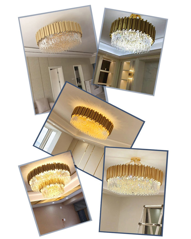 WOMO  Linear Gold Crystal Chandelier-WM2185c