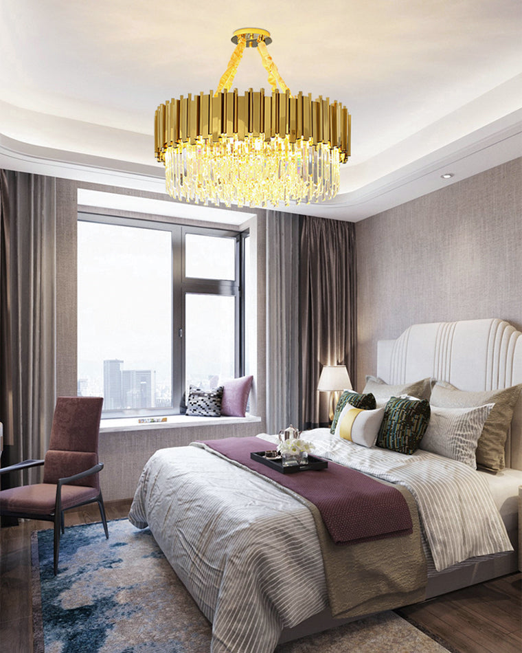 WOMO  Linear Gold Crystal Chandelier-WM2185c