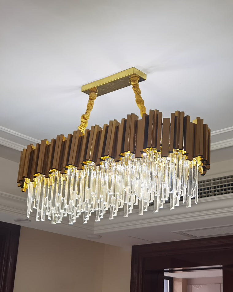 WOMO 2 Tier Gold Crystal Chandelier-WM2185b