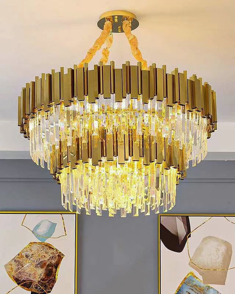 WOMO  Linear Gold Crystal Chandelier-WM2185c
