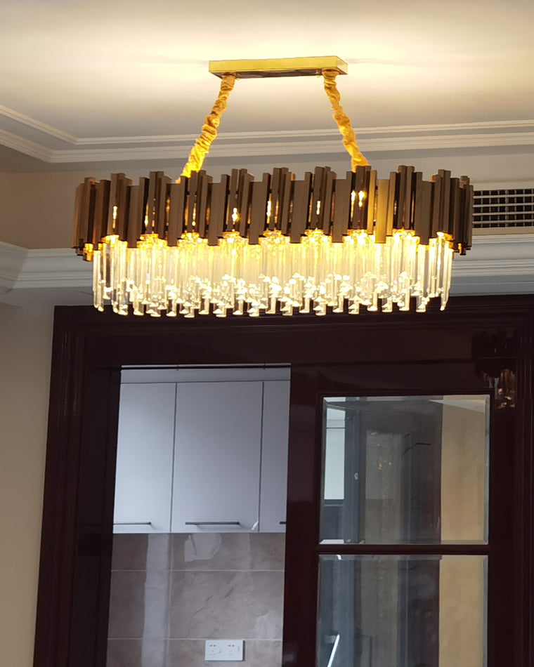 WOMO  Linear Gold Crystal Chandelier-WM2185c
