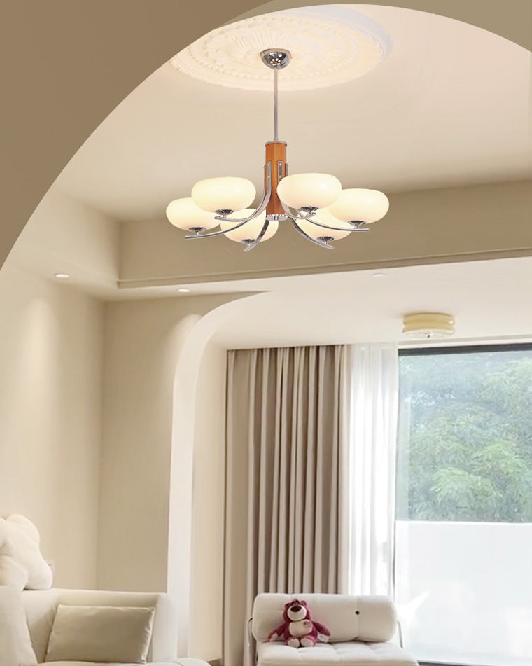 WOMO Swoop Arm Milk Glass Chandelier-WM2302