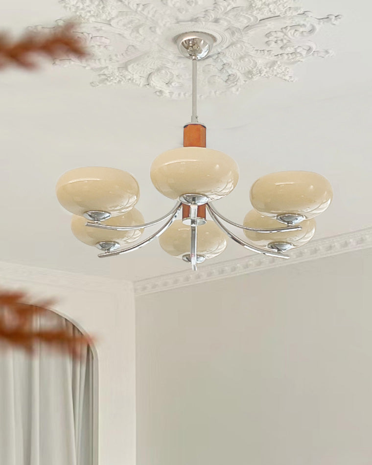 WOMO Swoop Arm Milk Glass Chandelier-WM2302