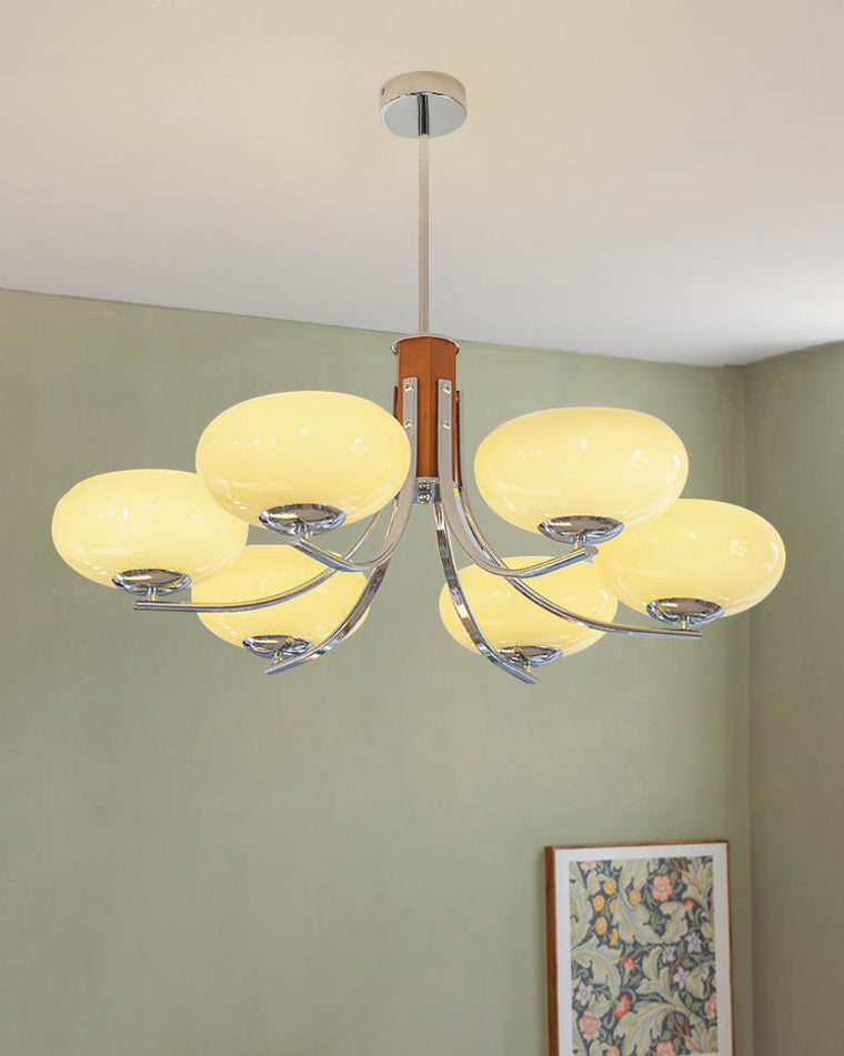 WOMO Swoop Arm Milk Glass Chandelier-WM2302