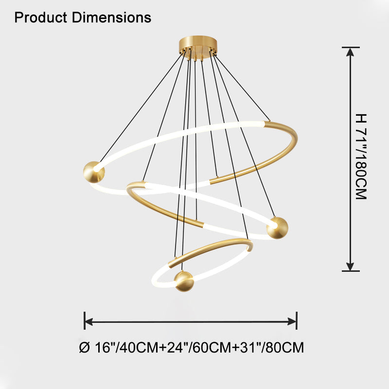 WOMO Circular Led Brass Chandelier-WM2342