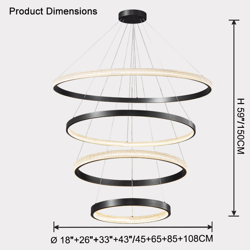 WOMO Circular Led Brass Chandelier-WM2347