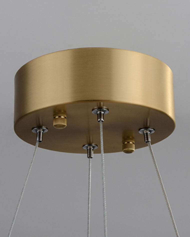 WOMO Hammered Glass Round Brass Chandelier-WM2351