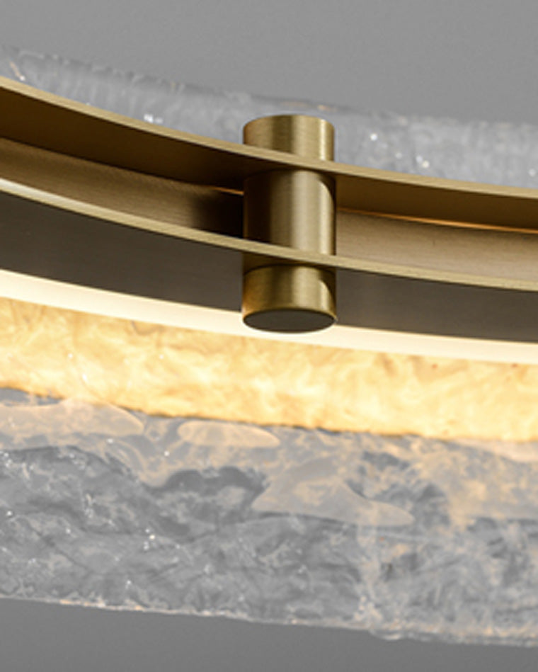 WOMO Hammered Glass Round Brass Chandelier-WM2351