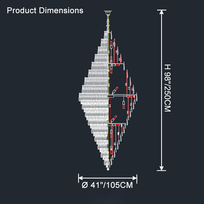 WOMO Tiered Crystal Foyer Chandelier-WM2389