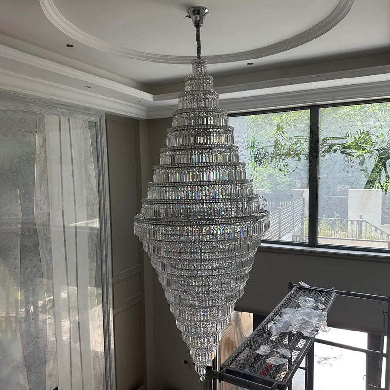 WOMO Tiered Crystal Foyer Chandelier-WM2389
