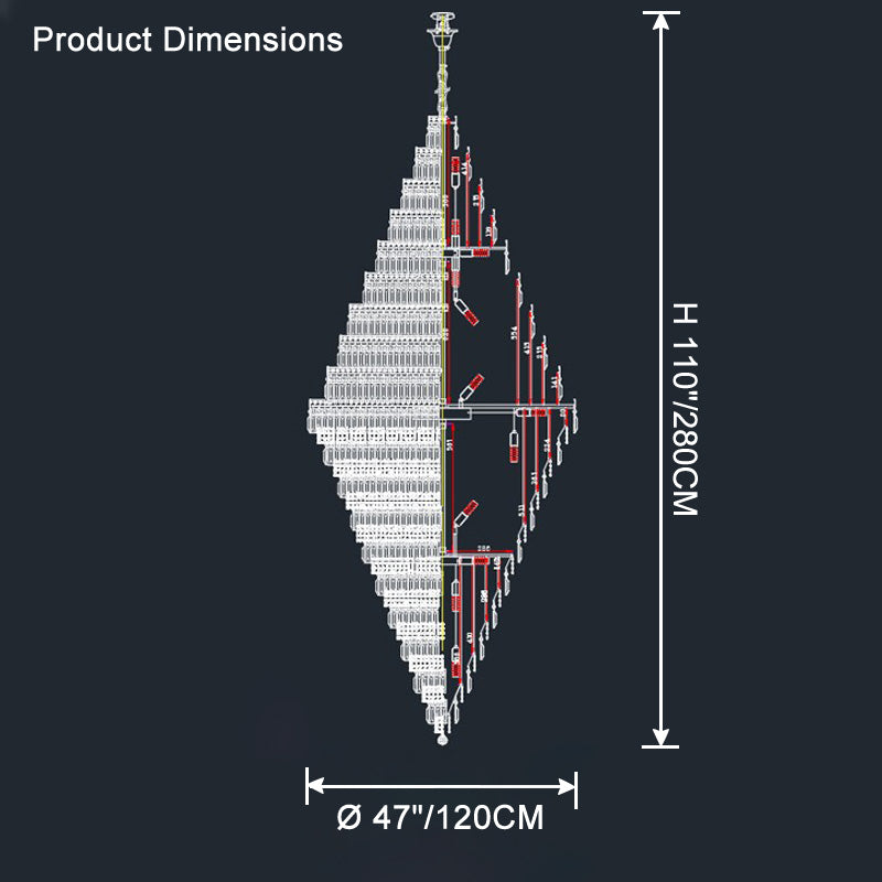 WOMO Tiered Crystal Foyer Chandelier-WM2389