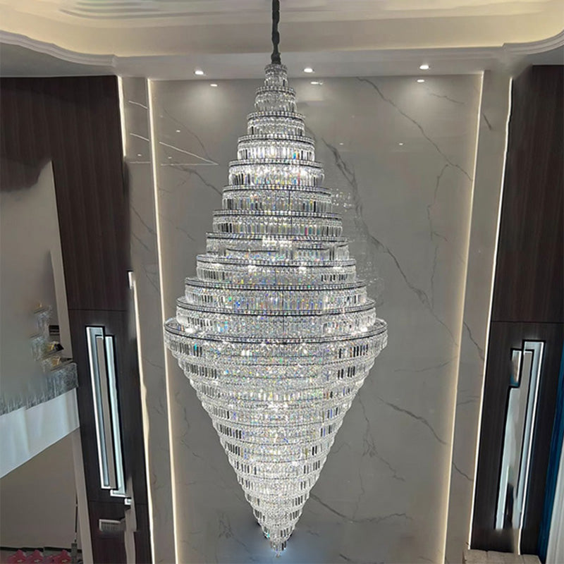 WOMO Tiered Crystal Foyer Chandelier-WM2389