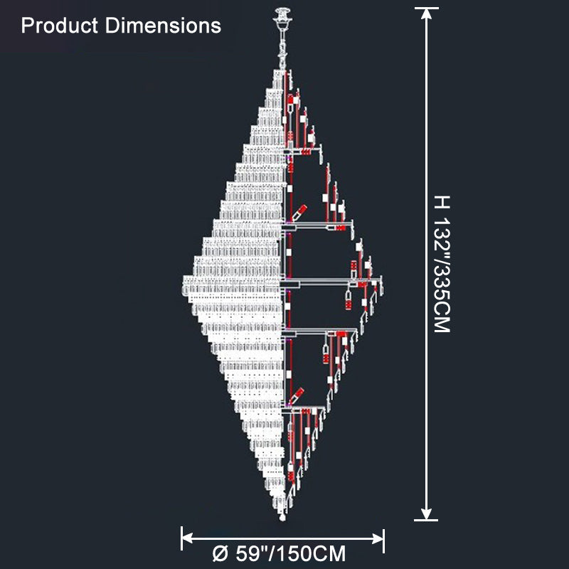WOMO Tiered Crystal Foyer Chandelier-WM2389