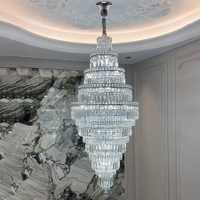 WOMO Tiered Crystal Foyer Chandelier-WM2389