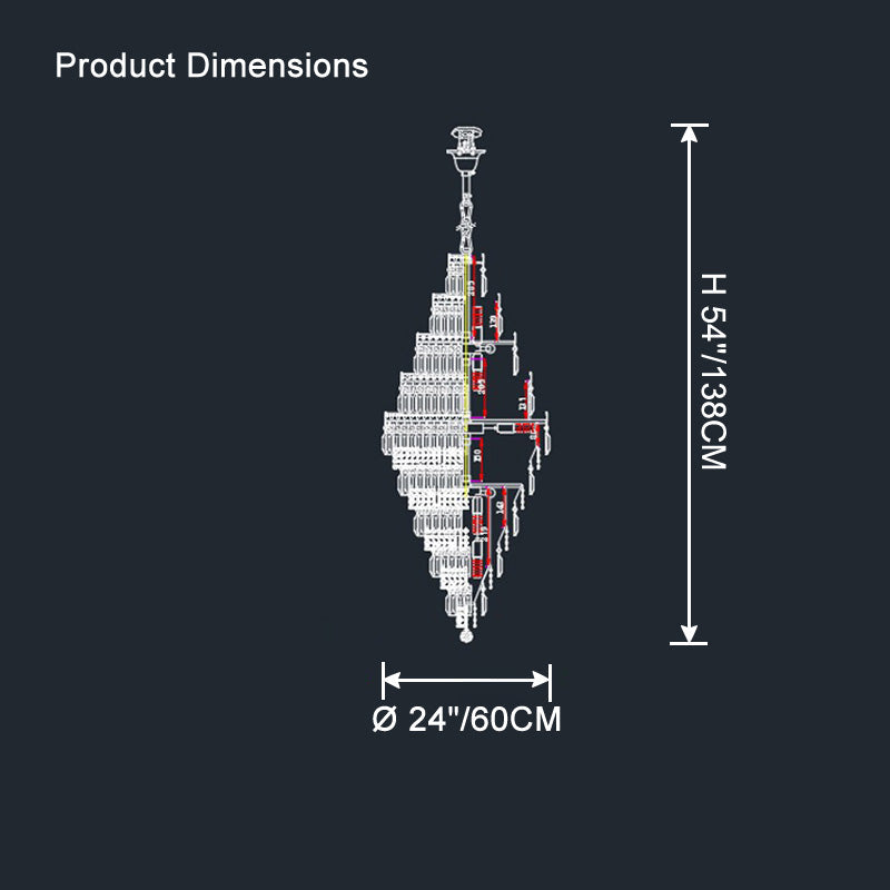 WOMO Tiered Crystal Foyer Chandelier-WM2389