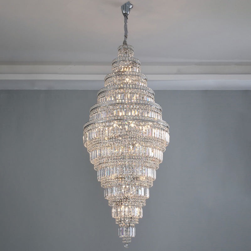 WOMO Tiered Crystal Foyer Chandelier-WM2389