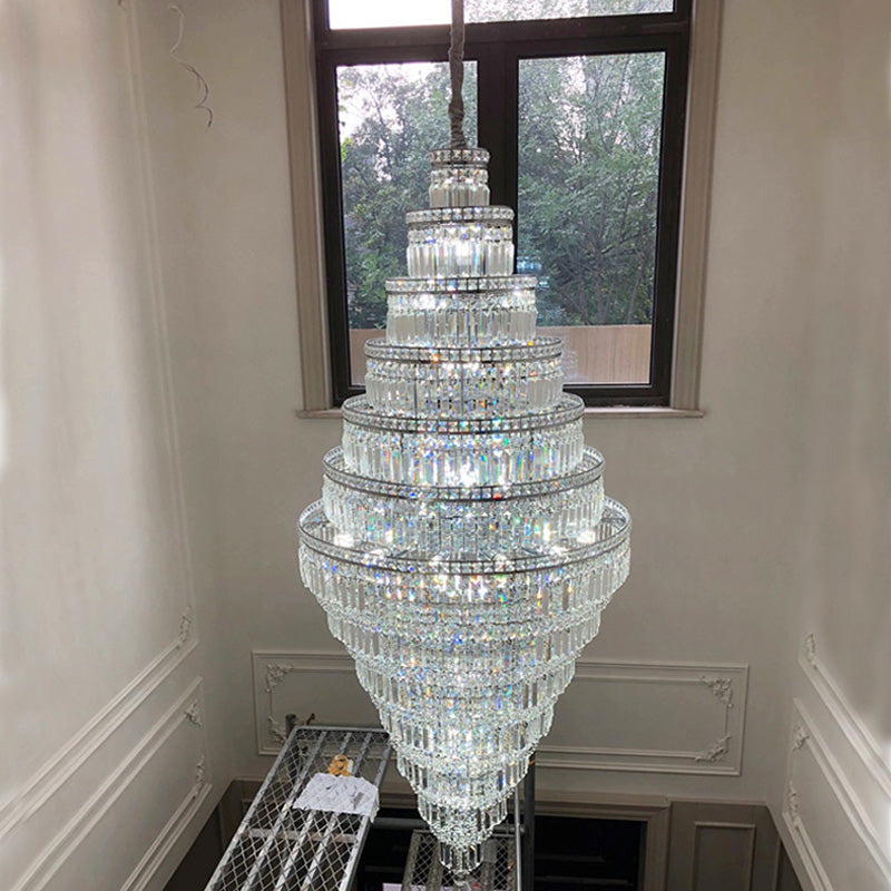 WOMO Tiered Crystal Foyer Chandelier-WM2389