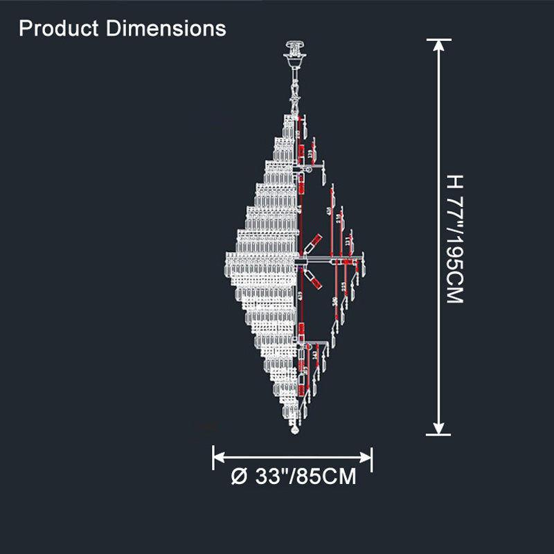 WOMO Tiered Crystal Foyer Chandelier-WM2389